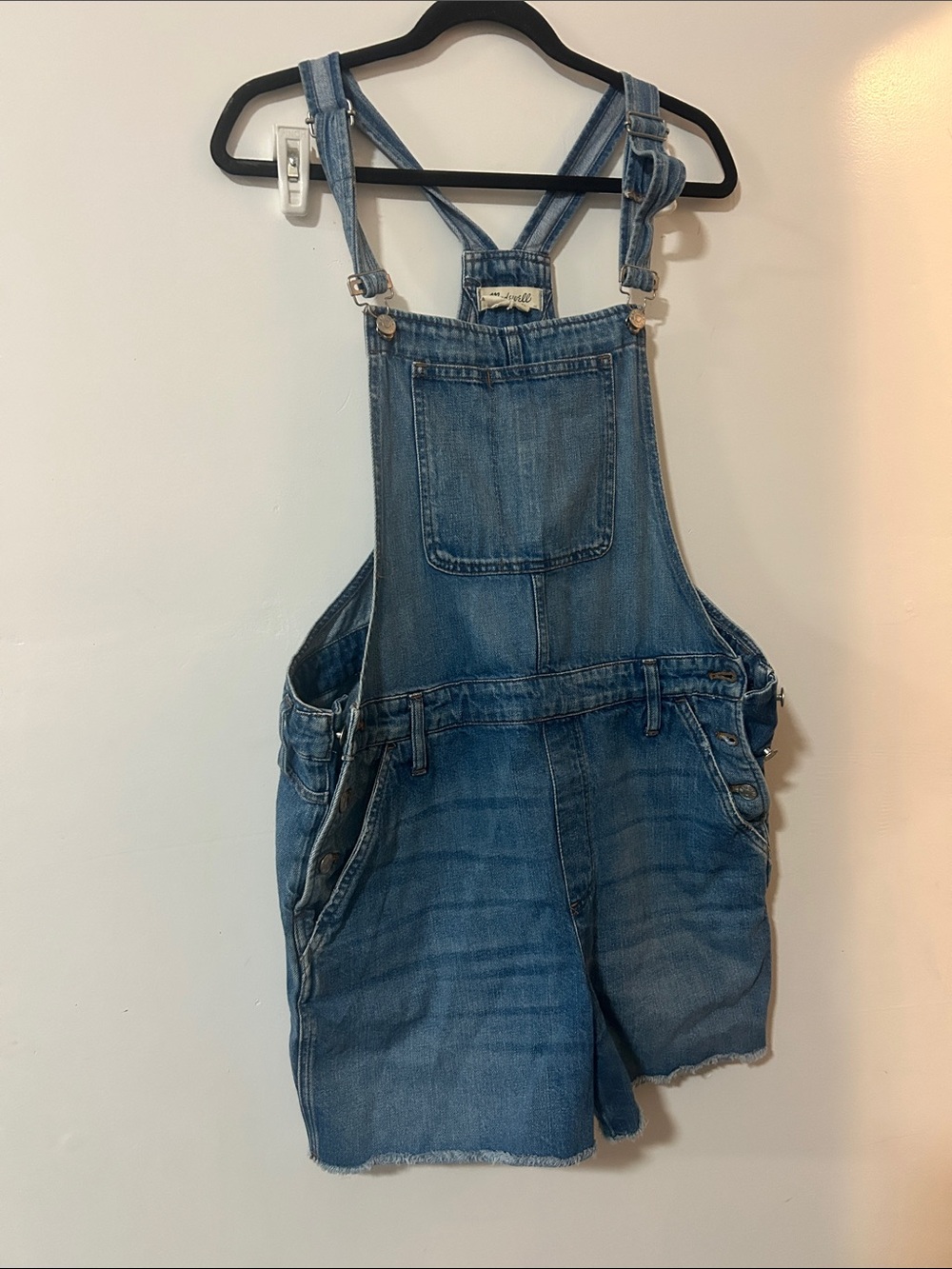 Madewell Blue Denim Short Overalls Romper